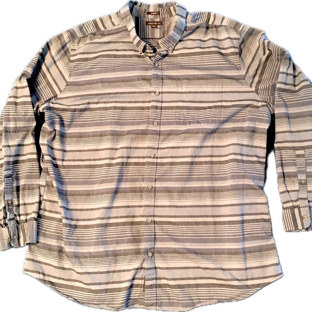 Eddie Bauer Classic Fit Striped Cotton Button Down Collared Shirt Size T3XL EUC - Picture 3 of 9